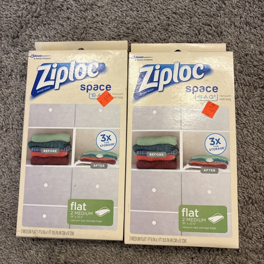 Ziploc Space Bags Medium 2 Pack Waterproof Compression 2 Boxes ( 4 TOTAL BAGS)